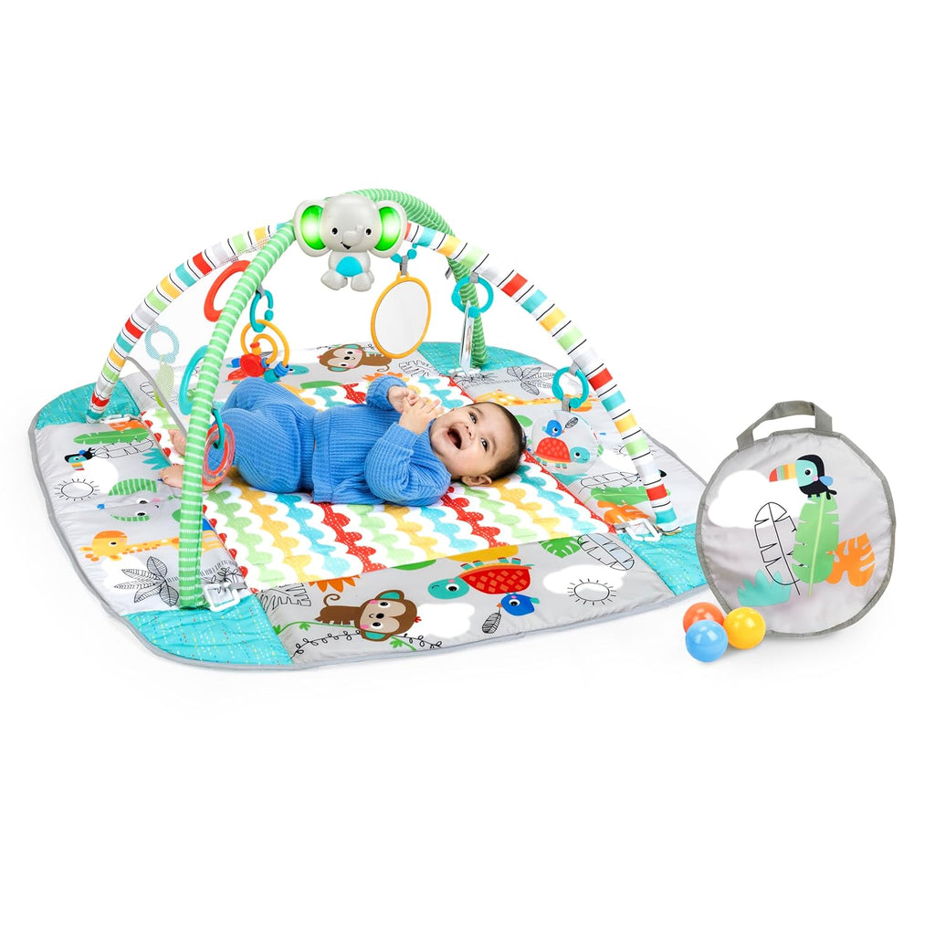 5-In-1 Your Way Ball Play - Jumbo Play Mat Converts to Ball Pit Baby Gym, Newborn to Toddler - Totally Tropical (Green)