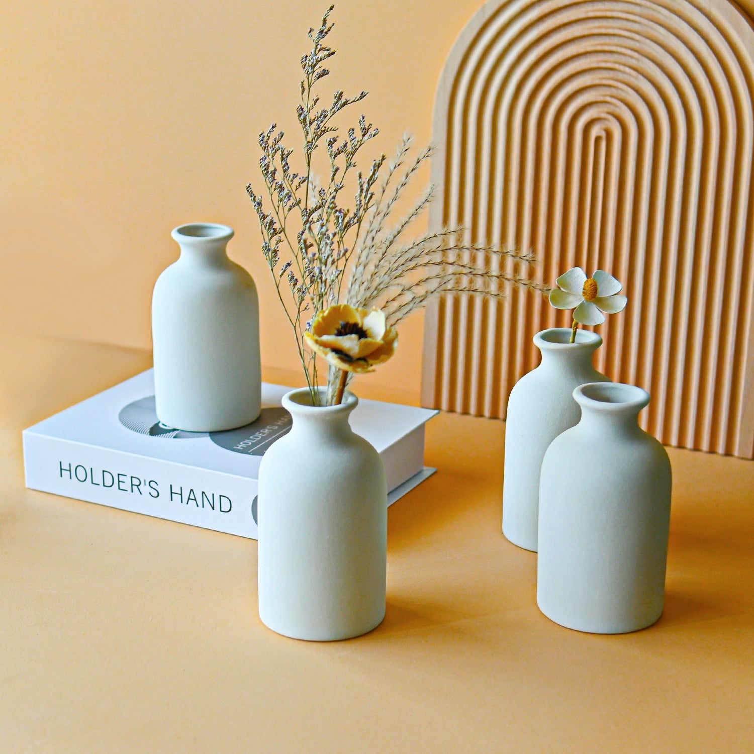 6 Pack Modern White 4.72'' Small Ceramic Vase Set of 6 for Living Room Bedroom Minimalist Fresh Flower Vases for Bouquet Home Decor Office Centerpieces Fireplace Nordic Gift for Fake Plant