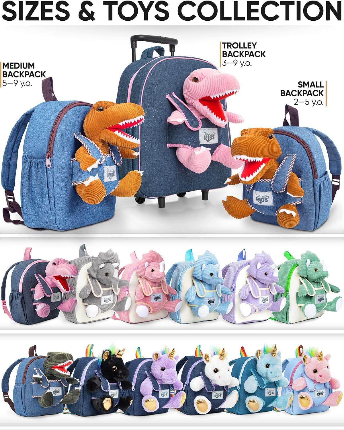 Dinosaur Backpack for Kids 3-5, Toddler Backpack for Boys with Detachable Dinosaur Toy with Pockets and Reflective Logo Patch