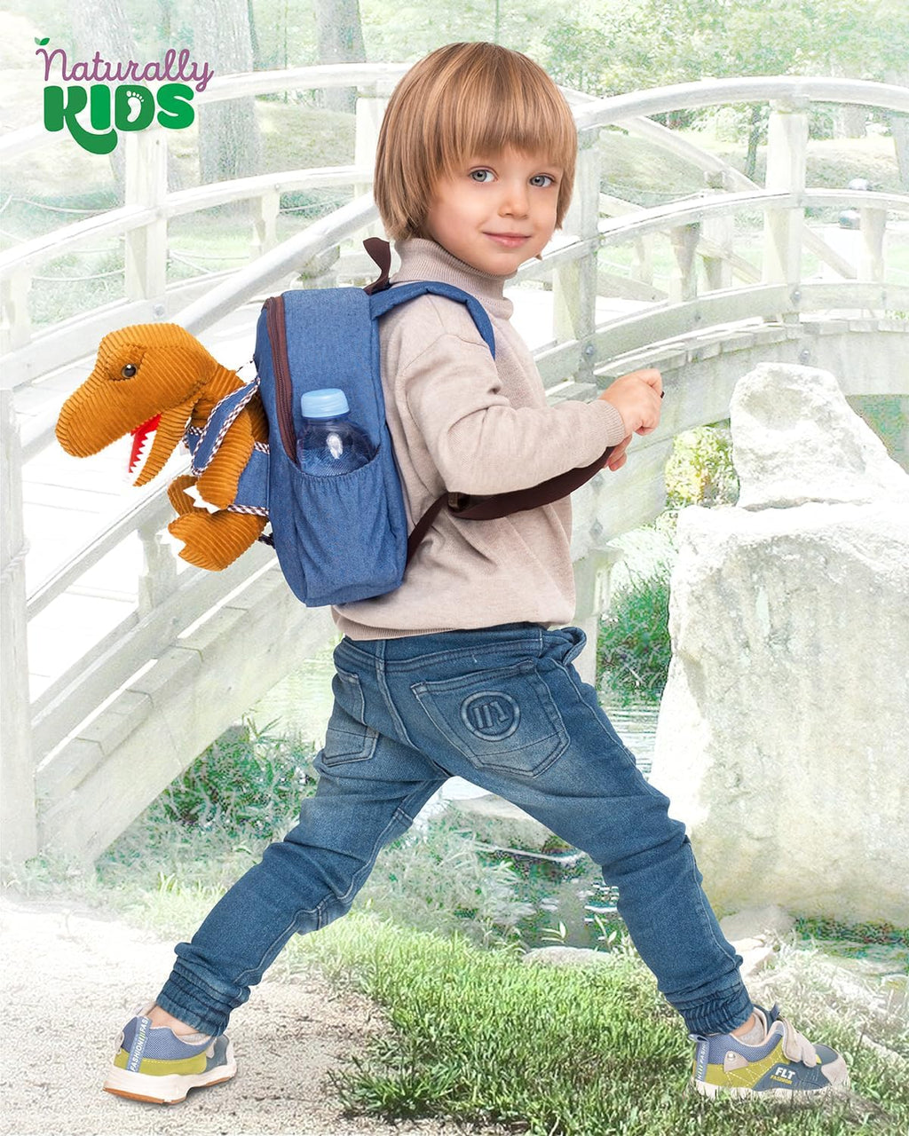 Dinosaur Backpack for Kids 3-5, Toddler Backpack for Boys with Detachable Dinosaur Toy with Pockets and Reflective Logo Patch