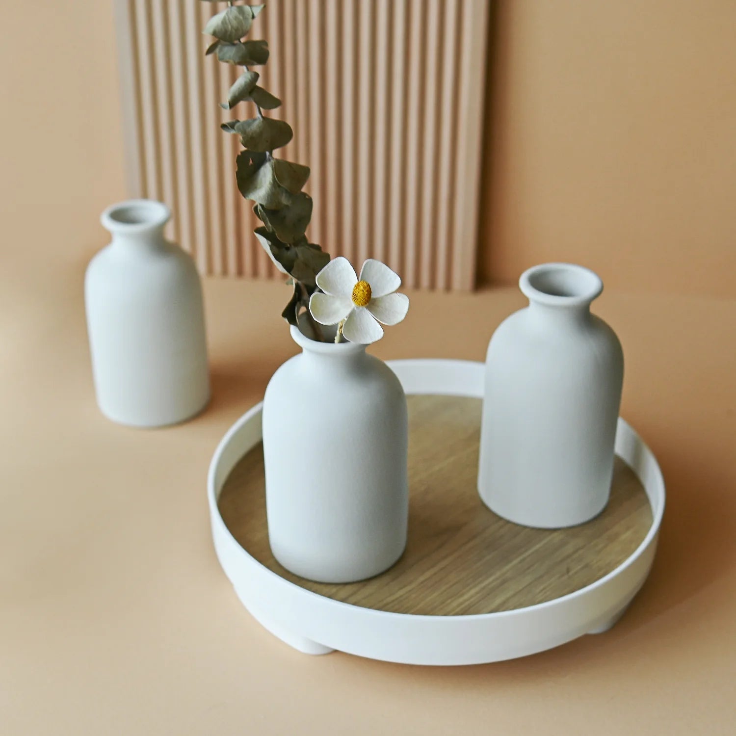 6 Pack Modern White 4.72'' Small Ceramic Vase Set of 6 for Living Room Bedroom Minimalist Fresh Flower Vases for Bouquet Home Decor Office Centerpieces Fireplace Nordic Gift for Fake Plant