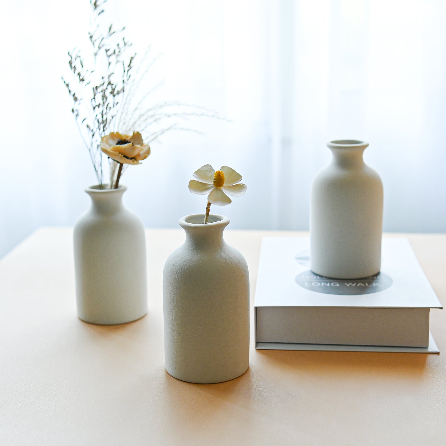 6 Pack Modern White 4.72'' Small Ceramic Vase Set of 6 for Living Room Bedroom Minimalist Fresh Flower Vases for Bouquet Home Decor Office Centerpieces Fireplace Nordic Gift for Fake Plant